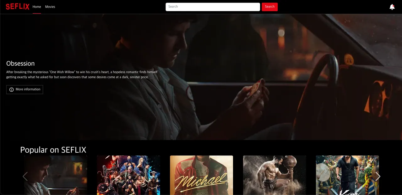 SEFLIX 홈 화면